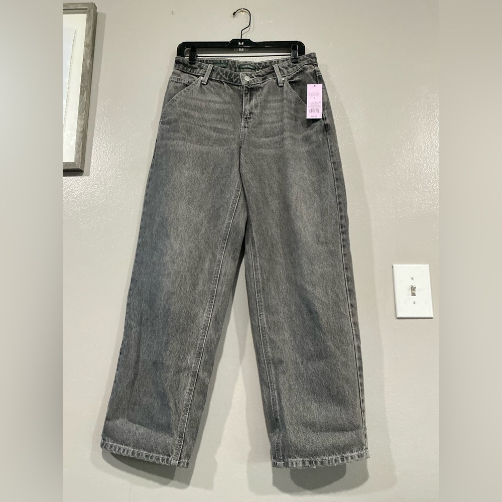 Women's 90s Mid Rise Relaxed Straight Jeans.   Gray  Wash 6 - Picture 4 of 16